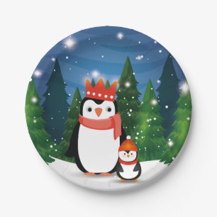 Weihnachtsfest Familienpenguin Party Pappteller