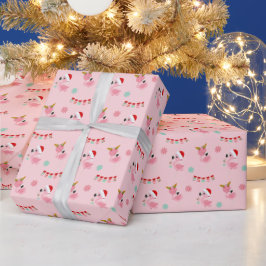 Weihnachtsfest Flamingos auf Rosa Geschenkpapier