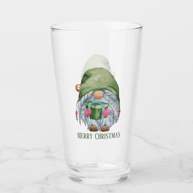 Weihnachtsfest-Gnome Glas (Vorderseite)