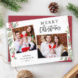 Weihnachtsfest Grün und Berries 2 Foto Feiertagskarte<br><div class="desc">Schicken Sie Ihre Weihnachtswünsche mit diesen Botanischen Wintermistletoe-Fotokarten, die mit Wasserfarbenflora und Berries mit ein wenig Gold Confetti versehen sind, um Ihre Begrüßungsbotschaft zu unterstreichen. (1) Für weitere Anpassungen klicken Sie bitte auf den Link "Weiter anpassen" und verwenden Sie unser Designwerkzeug, um diese Vorlage zu ändern. (2) Wenn Sie Thicker-Papiere...</div>