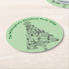 Weihnachtsfest Grüne Bäume Weihnachten Party Runder Pappuntersetzer