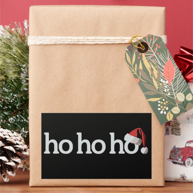 Weihnachtsfest Ho Ho Xmas Weihnachtsmannmütze Rechteckiger Aufkleber (Feiertag)