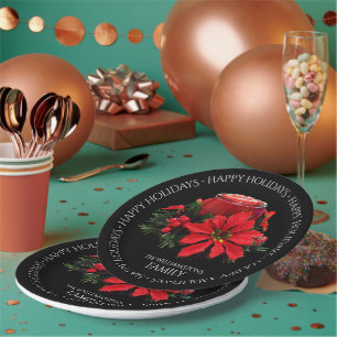 Weihnachtsfest Holly Poinsettias Pappteller