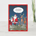 Weihnachtsfest - Hundeschlitten Feiertagskarte<br><div class="desc">Erstellen Sie in diesem Jahr Ihre eigenen lustigen Weihnachtskarten, indem Sie Ihren eigenen Witz oder Wortwahl in maßgeschneiderten Anführungsblasen auf dieser einfach zu bedienenden DIY-Urlaubskarten-Vorlage hinzufügen. Das Originalwerk von Raphaela Wilson zeigt den Weihnachtsmann auf dem Dach, der mit seinem Zuckerrohr und seinem Knochen für einen kleinen weißen Hund angeln will,...</div>