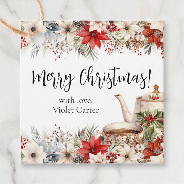 Weihnachtsfest im Blumenkohl Geschenkanhänger (Vorderseite)