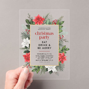 Weihnachtsfest im Blumenrahmen - Weihnachten Party Acryleinladungen