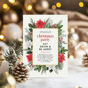 Weihnachtsfest im Blumenrahmen - Weihnachten Party Einladung