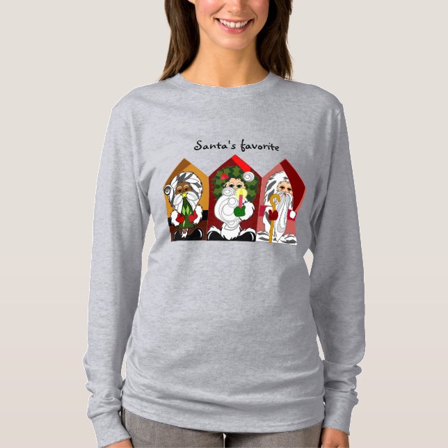 Weihnachtsfest im Cartoon individuell anpassbar T-Shirt (Vorderseite)