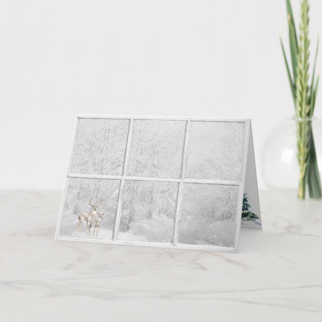 Weihnachtsfest im Fenster Karte (Vorderseite)