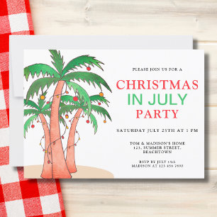 Weihnachtsfest im Juli Party Palmen Einladung