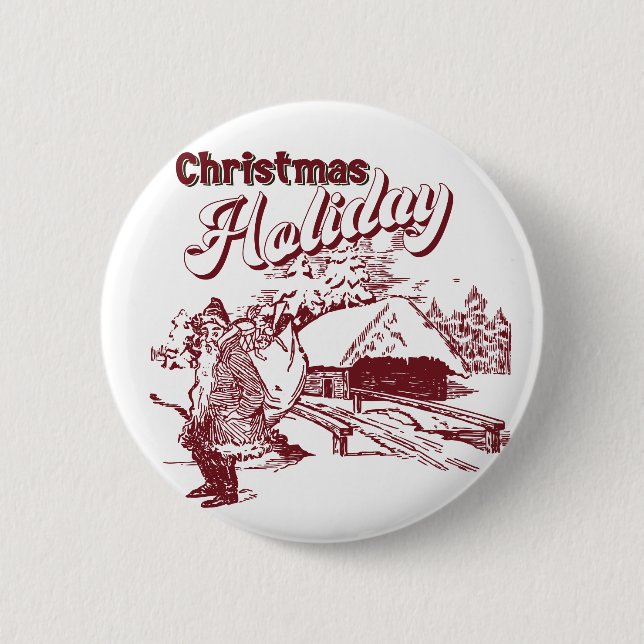 Weihnachtsfest im Vintage-Stil Button (Vorderseite)