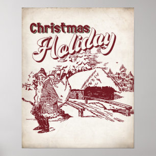 Weihnachtsfest im Vintage-Stil Poster