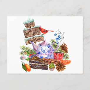 Weihnachtsfest im Wasser und Uhrzeit Postkarte