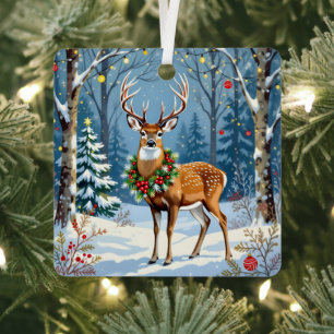 Weihnachtsfest im Winterwald Ornament Aus Metall