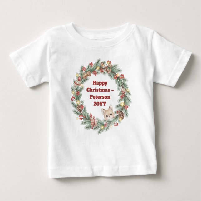 Weihnachtsfest in der Familie - Weihnachtskranz Baby T-shirt (Vorderseite)
