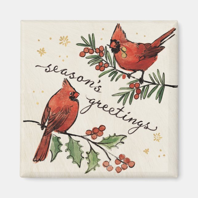 Weihnachtsfest Kardinal Lovebirds Magnet (Vorne)