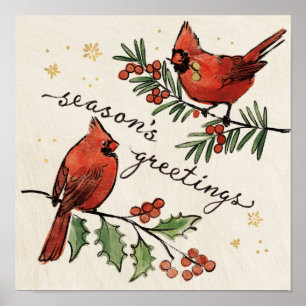 Weihnachtsfest Kardinal Lovebirds Poster