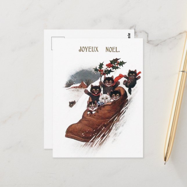 Weihnachtsfest Katzen Feiertag Postkarte (Vorderseite/Rückseite Beispiel)