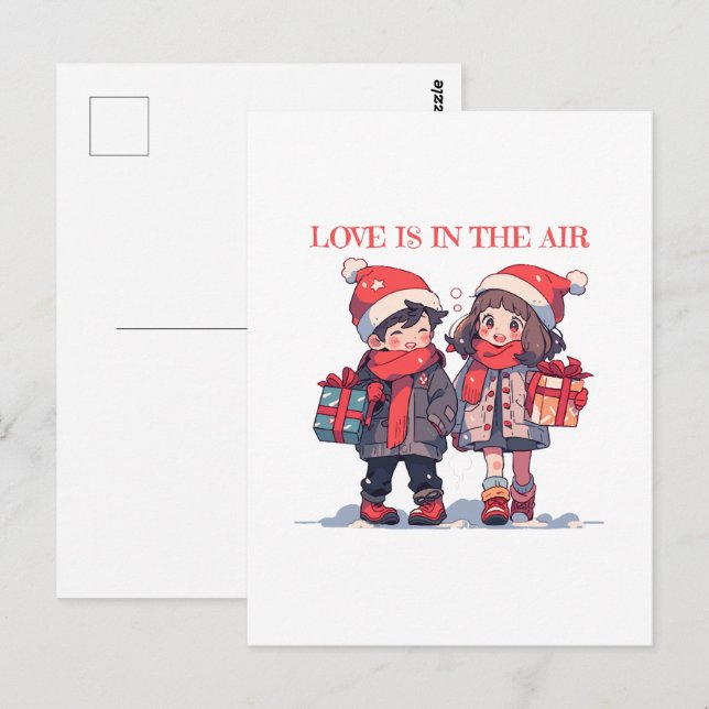 Weihnachtsfest - Liebe ist in der Luft Postkarte (Vorne/Hinten)