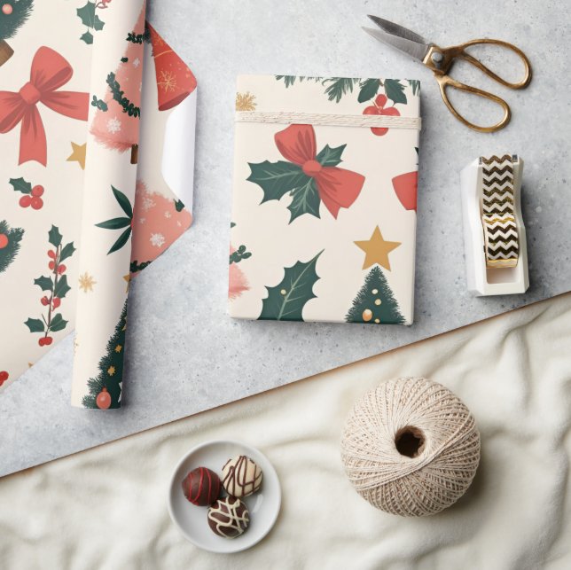 Weihnachtsfest Mistletoe & Bows Urlaub Geschenkpapier (Kunsthandwerk)