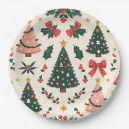 Weihnachtsfest Mistletoe & Bows Urlaub Pappteller