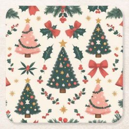 Weihnachtsfest Mistletoe & Bows Urlaub Rechteckiger Pappuntersetzer