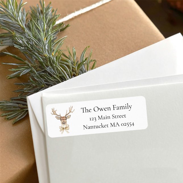 Weihnachtsfest mit Bow-Rücksendeadresse (Christmas deer return address label
)