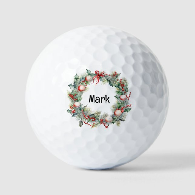 Weihnachtsfest mit Goldene Namen Golfball (Vorderseite)
