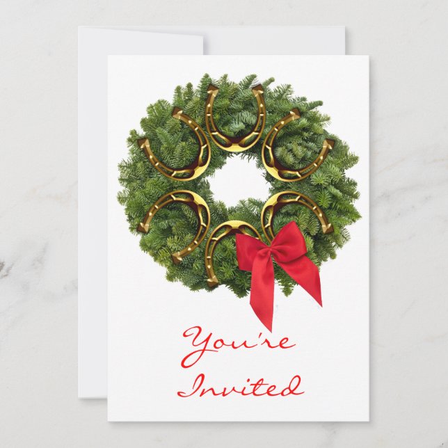 Weihnachtsfest mit Hufeisen Einladung (Vorderseite)