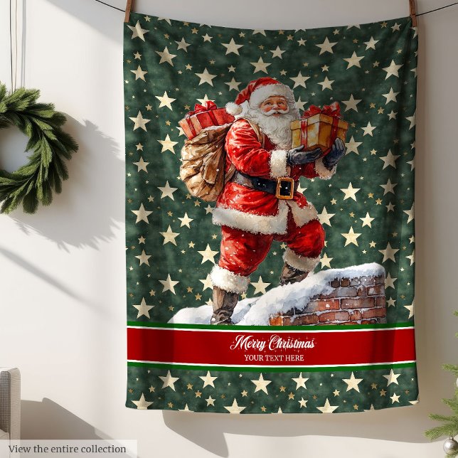 Weihnachtsfest mit Individuelle Name Fleecedecke (Festive Santa Claus Blanket with Custom Name)