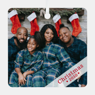 Weihnachtsfest mit individuellem Familienfoto Ornament Aus Metall