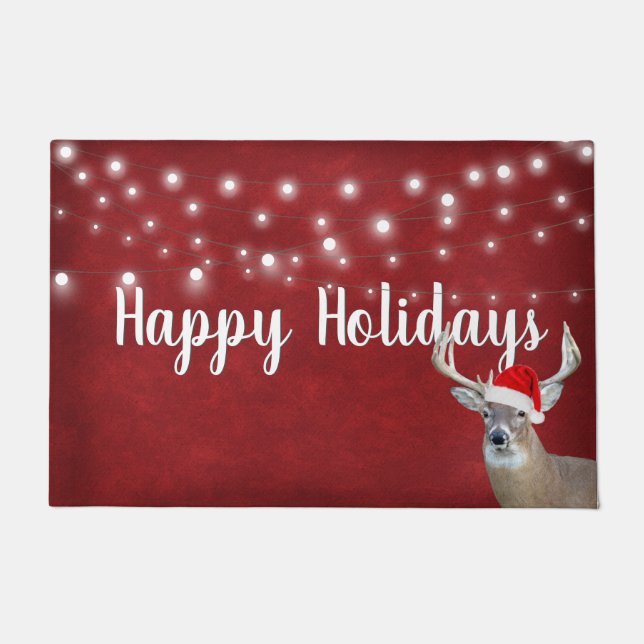 Weihnachtsfest mit Lichtern Fußmatte (Vorderseite)