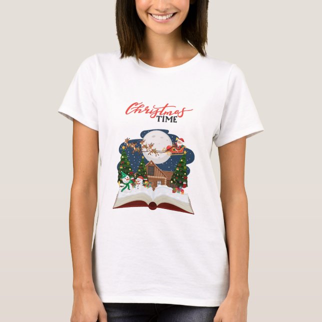 Weihnachtsfest mit Rentieren T-Shirt (Vorderseite)