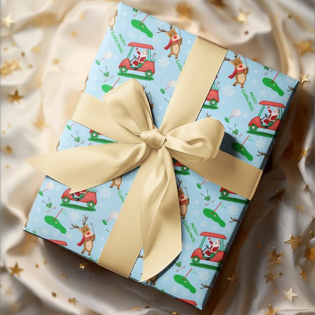 Weihnachtsfest mit Rentiermuster Geschenkpapier (Fore-tastic Christmas: Santa, Reindeer, and Golf, a hole-in-one wrapping delight!)
