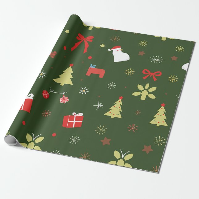 Weihnachtsfest Muster Geschenkpapier (Ungerollt)