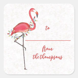 Weihnachtsfest Niedlich Flamingo String Quadratischer Aufkleber