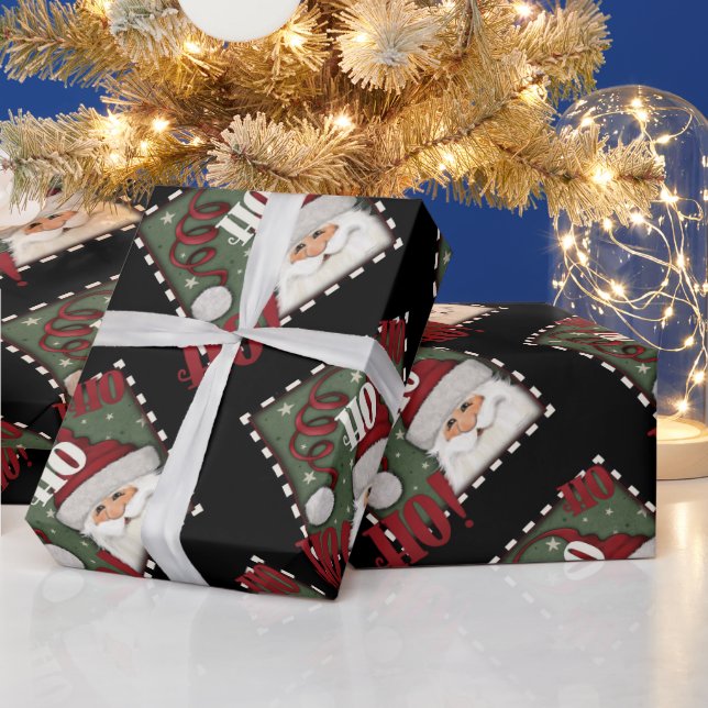 Weihnachtsfest Niedlich Santa Ho Ho Ho Inspirivity Geschenkpapier (Feiertage)