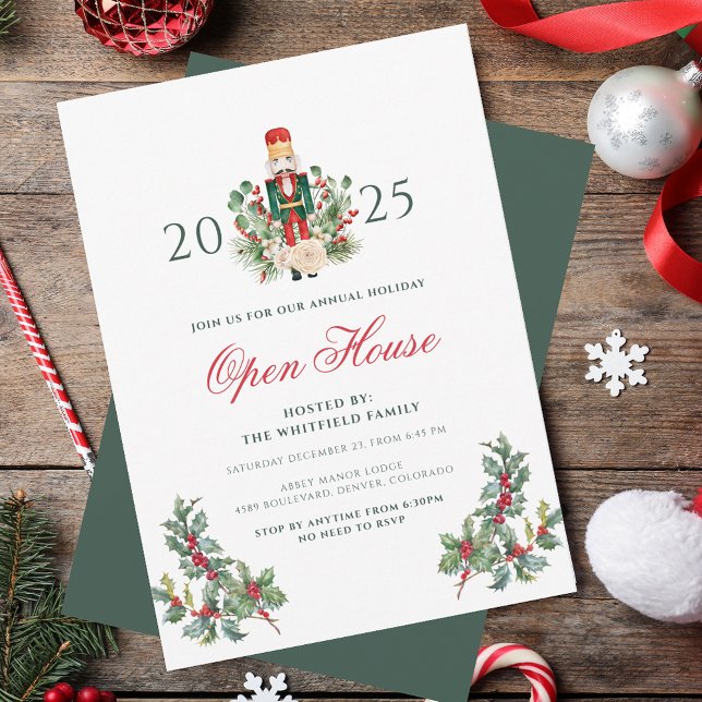 Weihnachtsfest Nutcracker Berries Open House Einladung (Christmas Holiday Nutcracker Berries Open House Invitation)