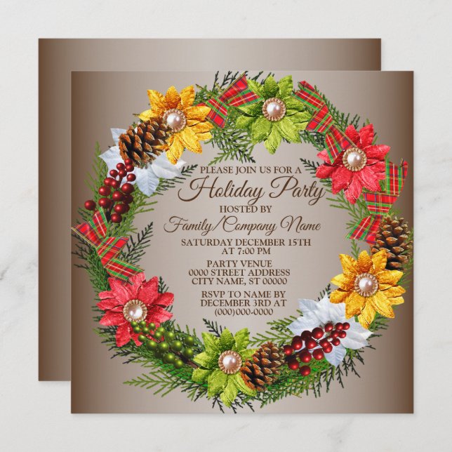 Weihnachtsfest - Party Einladung (Vorne/Hinten)