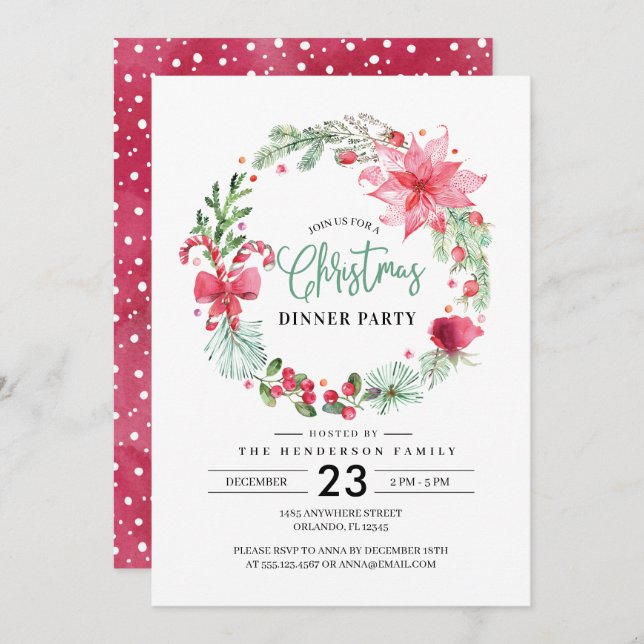 Weihnachtsfest Party Einladung (Vorne/Hinten)