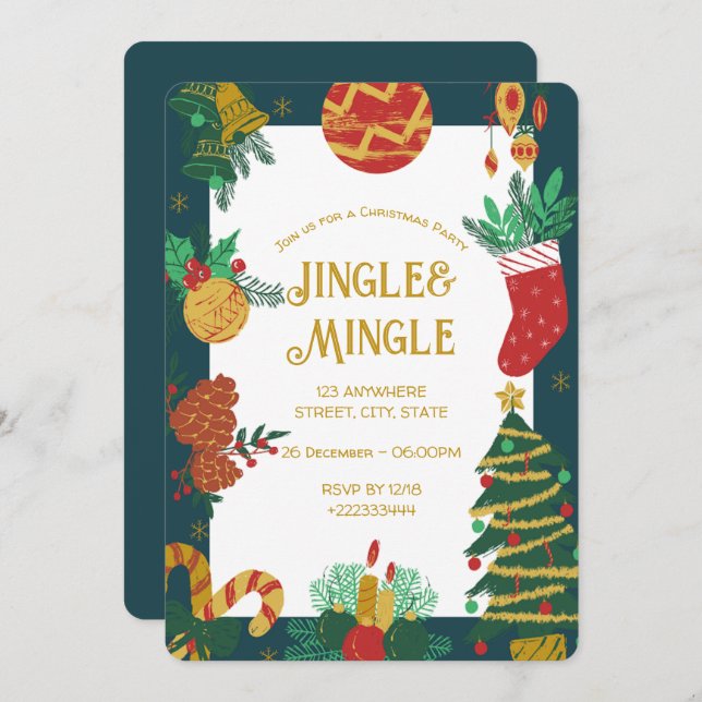 Weihnachtsfest-Party Einladung (Vorne/Hinten)