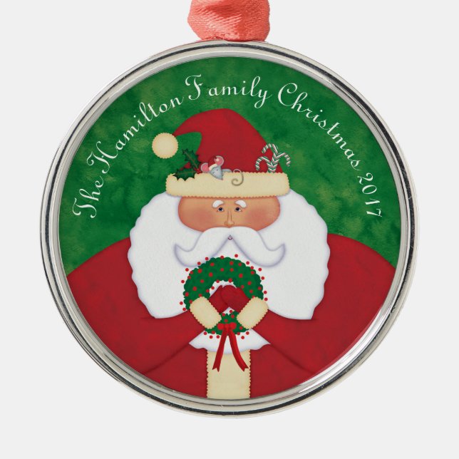 Weihnachtsfest Personalisiert Silbernes Ornament (Vorne)