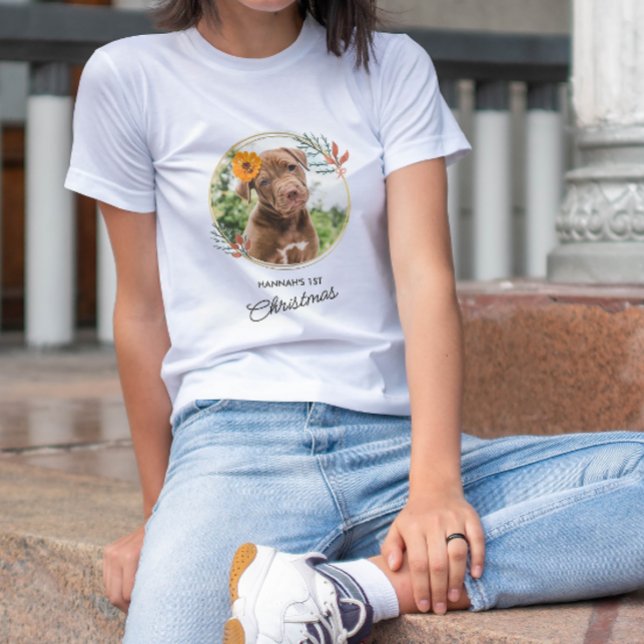 Weihnachtsfest Personalisierter Hund Foto T-Shirt (Von Creator hochgeladen)