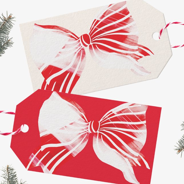 Weihnachtsfest Pfefferminz Kariert getickt mit Bow Geschenkanhänger (Von Creator hochgeladen)