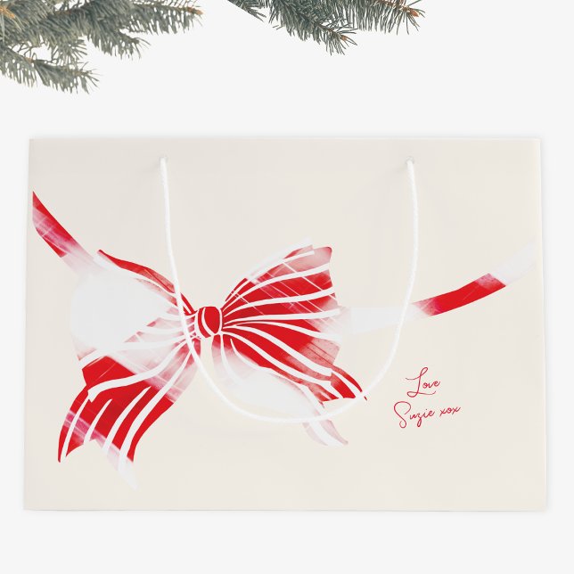 Weihnachtsfest Pfefferminz Kariert getickt mit Bow Große Geschenktüte (Von Creator hochgeladen)