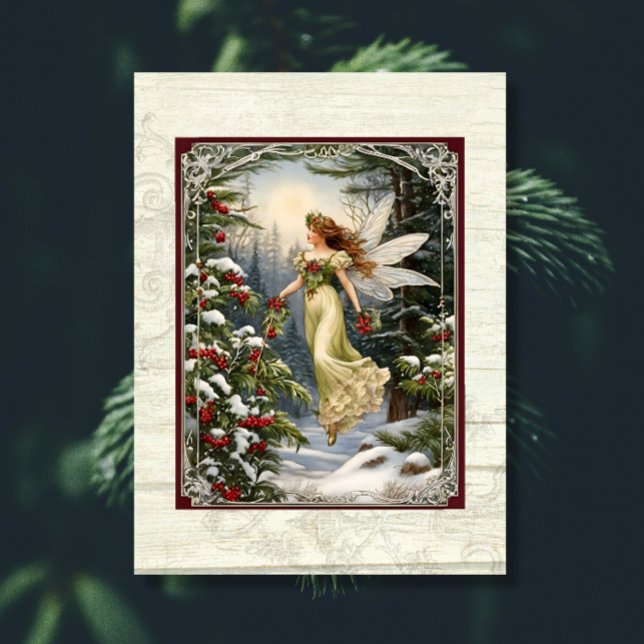 Weihnachtsfest Pine Forest Holly Schnee Rustikales Seidenpapier (Von Creator hochgeladen)