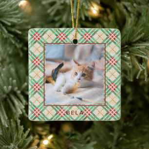 Weihnachtsfest Plaid Haustier Name Keramikornament