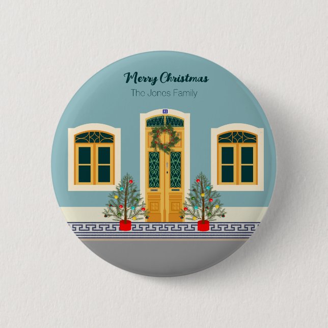 Weihnachtsfest Portugiesisches Haus Button (Vorderseite)