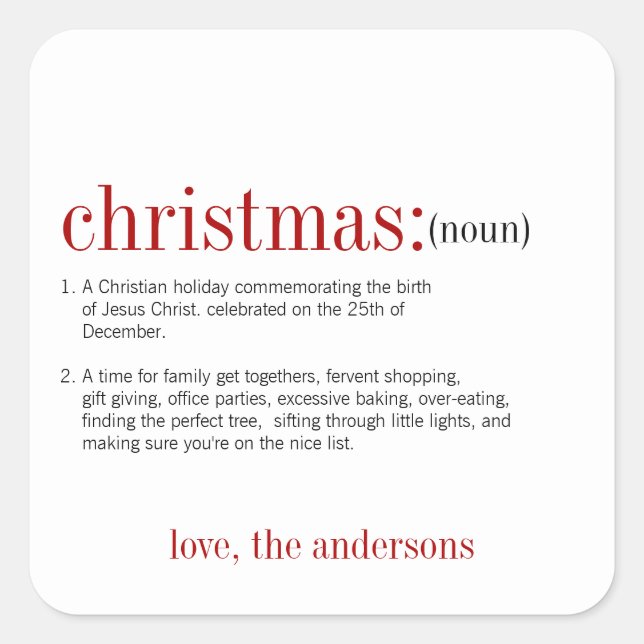 Weihnachtsfest Quadratischer Aufkleber (Vorderseite)