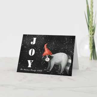 Weihnachtsfest | Raccoon Joy Black Holiday Cards Feiertagskarte